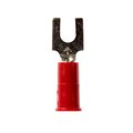 3M BFV18-8Q Vinyl-Insulated Butted Seam Block Fork Terminal, 8 Stud, 22 - 18 AWG, Red, 25PK 7000133653